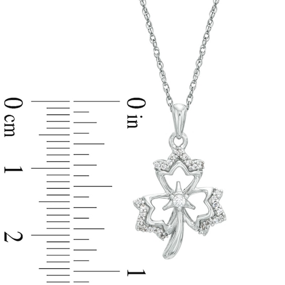 0.13 CT. T.W. Diamond Maple Leaf Pendant in 10K White Gold