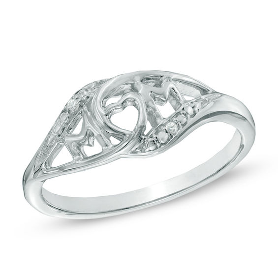 Diamond Accent "MOM" Ring in Sterling Silver