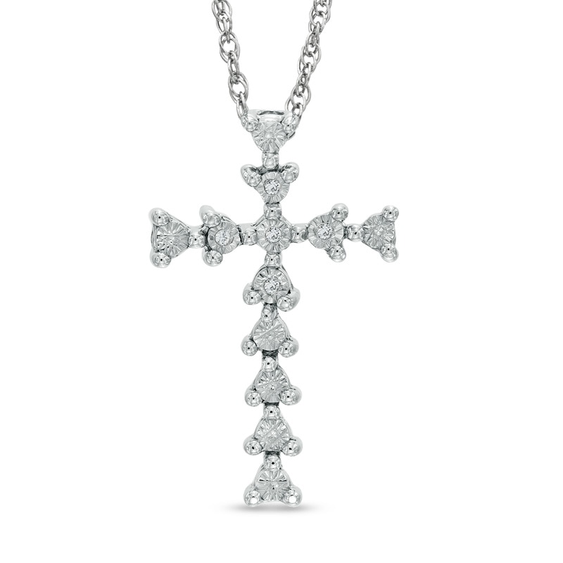 Diamond Accent Cross Pendant in Sterling Silver|Peoples Jewellers