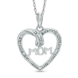 Diamond Accent &quot;MOM&quot; Heart Pendant in Sterling Silver