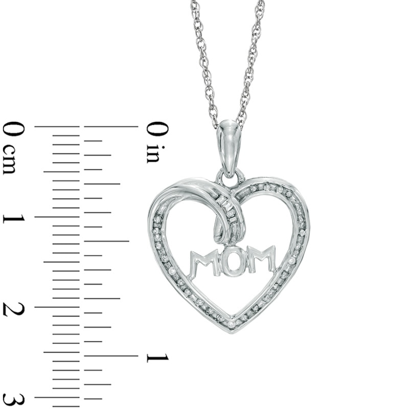 Diamond Accent "MOM" Heart Pendant in Sterling Silver|Peoples Jewellers