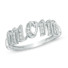 0.13 CT. T.W. Diamond &quot;MOM&quot; Ring in Sterling Silver
