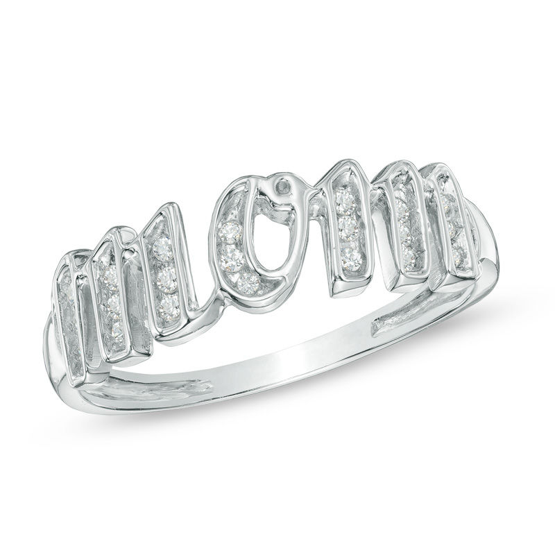 0.13 CT. T.W. Diamond "MOM" Ring in Sterling Silver|Peoples Jewellers