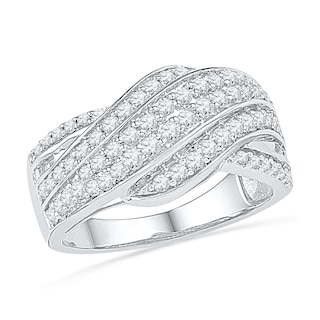 0.75 CT. T.W. Diamond Layered Wave Ring in 10K White Gold