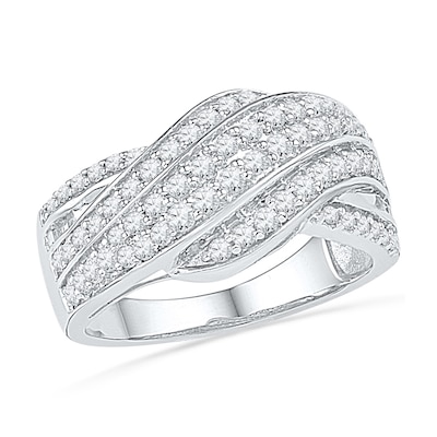 0.75 CT. T.W. Diamond Layered Wave Ring in 10K White Gold