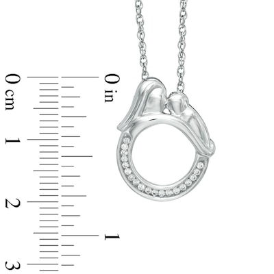 0.10 CT. T.W. Diamond Motherly Love Circle Pendant in Sterling Silver