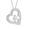 CT. T.W. Diamond Motherly Love Tilted Heart Pendant in Sterling Silver