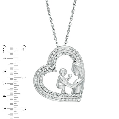 CT. T.W. Diamond Motherly Love Tilted Heart Pendant in Sterling Silver