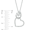 Thumbnail Image 1 of 0.15 CT. T.W. Diamond Motherly Love Double Heart Pendant in Sterling Silver