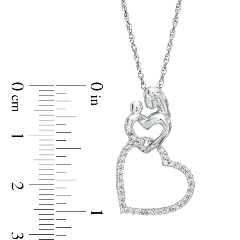 0.15 CT. T.W. Diamond Motherly Love Double Heart Pendant in Sterling Silver