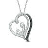 Thumbnail Image 0 of 0.10 CT. T.W. Enhanced Black and White Diamond Motherly Love Tilted Heart Pendant in Sterling Silver