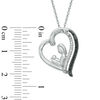 Thumbnail Image 1 of 0.10 CT. T.W. Enhanced Black and White Diamond Motherly Love Tilted Heart Pendant in Sterling Silver