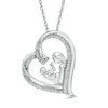 Thumbnail Image 1 of 0.20 CT. T.W. Diamond Motherly Love Tilted Heart Pendant in Sterling Silver