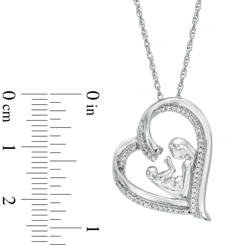 Main Image 2 of 0.20 CT. T.W. Diamond Motherly Love Tilted Heart Pendant in Sterling Silver