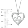 0.12 CT. T.W. Diamond "MOM" Double Heart Pendant in Sterling Silver