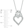 0.25 CT. T.W. Diamond Motherly Love Double Row Heart Pendant in Sterling Silver