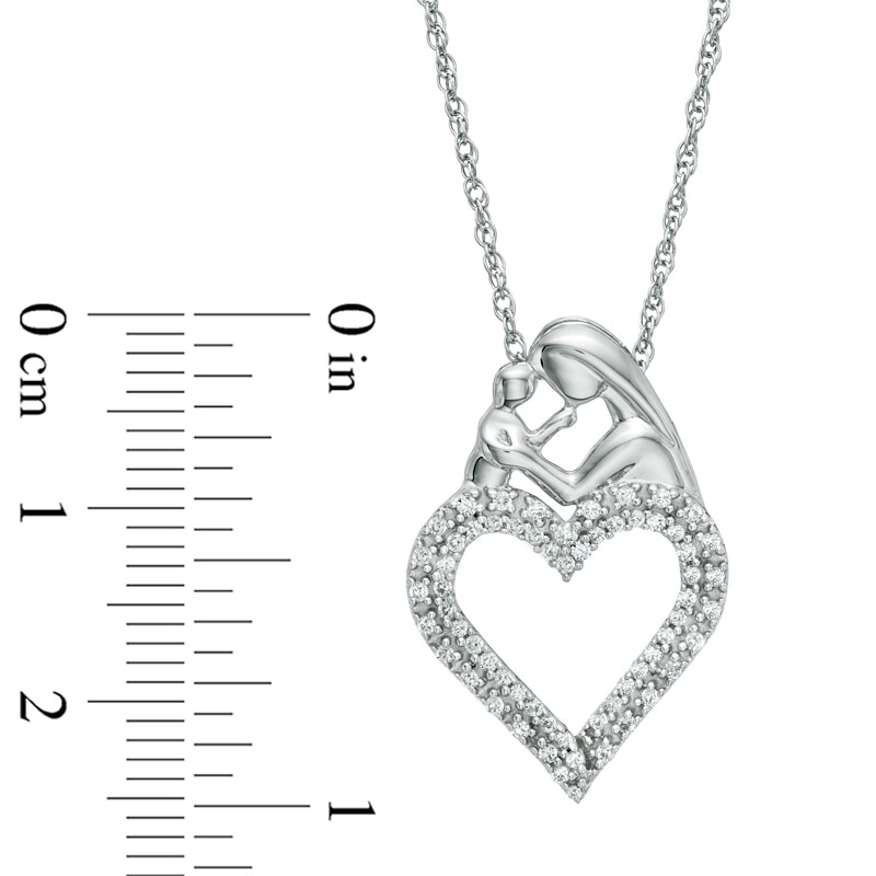 0.25 CT. T.W. Diamond Motherly Love Double Row Heart Pendant in Sterling Silver|Peoples Jewellers