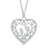 Thumbnail Image 0 of 0.10 CT. T.W. Diamond Motherly Love Scroll Heart Pendant in Sterling Silver