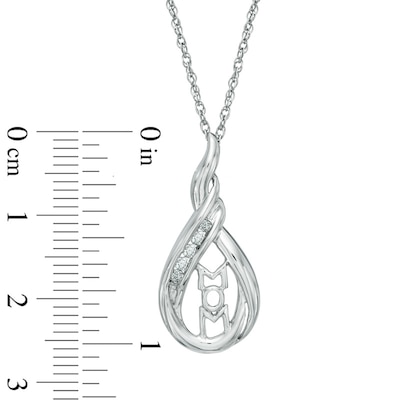 0.10 CT. T.W. Diamond "MOM" Teardrop Pendant in 10K White Gold