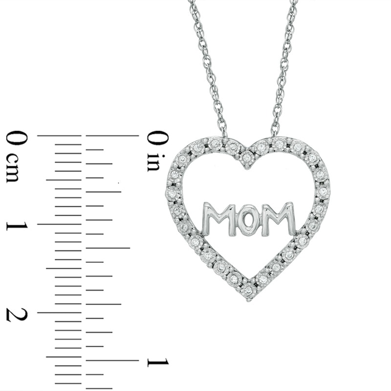 0.10 CT. T.W. Diamond "MOM" Heart Pendant in Sterling Silver