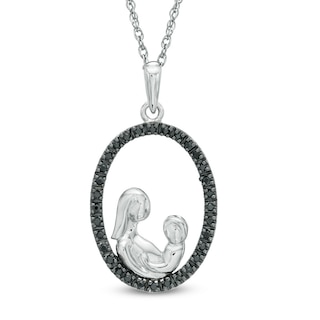 0.12 CT. T.W. Diamond Motherly Love Oval Pendant in 10K White Gold