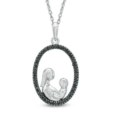 0.12 CT. T.W. Diamond Motherly Love Oval Pendant in 10K White Gold