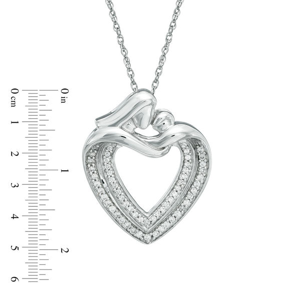 0.25 CT. T.W. Diamond Motherly Love Heart Pendant in 10K White Gold