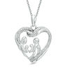 Diamond Accent Family Heart Pendant in 10K White Gold