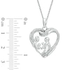 Diamond Accent Family Heart Pendant in 10K White Gold