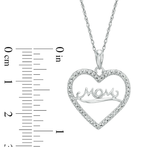 Diamond Accent "MOM" Heart Pendant in 10K White Gold