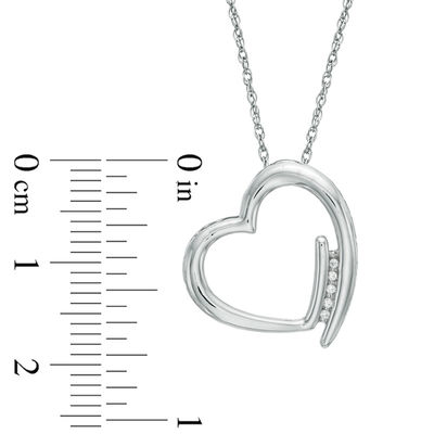 Diamond Accent Tilted Heart Pendant in 10K White Gold