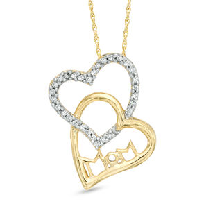 0.10 CT. T.W. Diamond Double Heart Pendant in 10K Gold