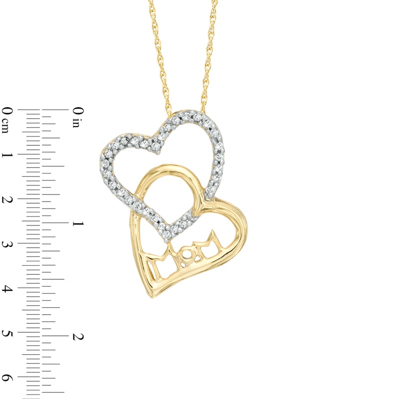 0.10 CT. T.W. Diamond Double Heart Pendant in 10K Gold