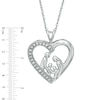 0.10 CT. T.W. Diamond Family Love Heart Pendant in 10K White Gold