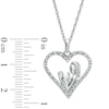 0.10 CT. T.W. Diamond Motherly Love Heart Pendant in 10K White Gold