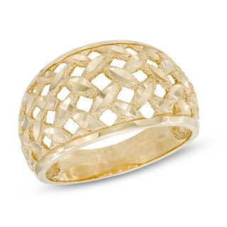 Diamond-Cut Basket Weave Ring in 10K Gold