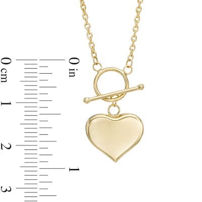 Puff Heart Toggle Necklace in 10K Gold