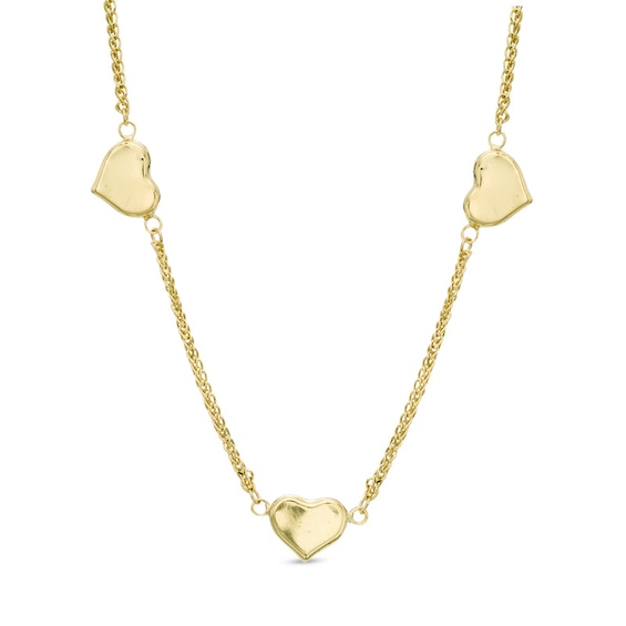 Triple Heart Necklace in 10K Gold