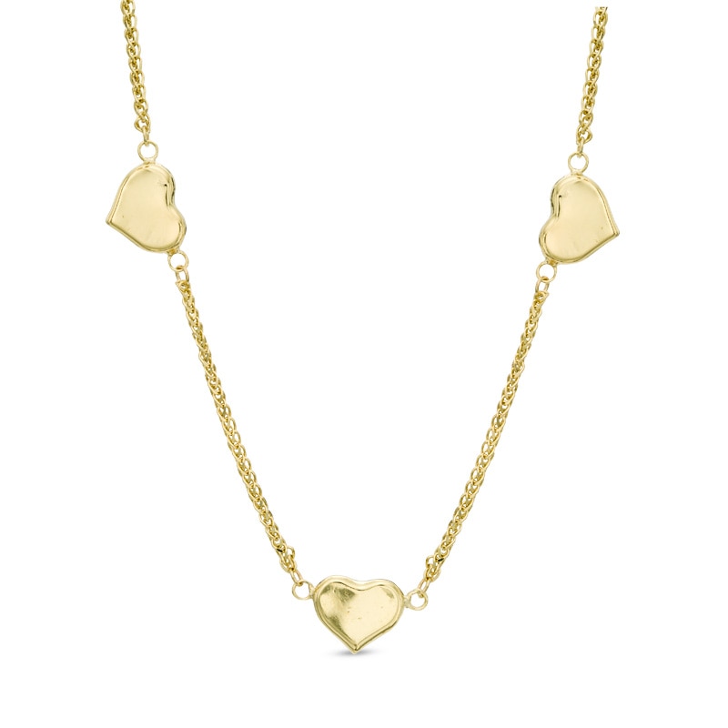 Main Image 1 of Triple Heart Necklace in 10K Gold