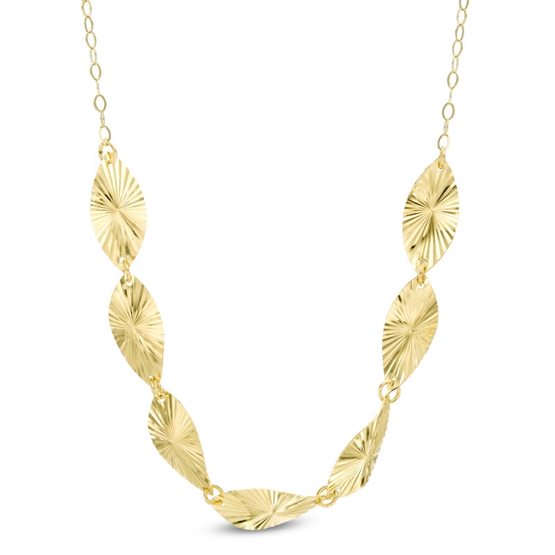 Curved Marquise Disc Necklace in 10K Gold|Peoples Jewellers