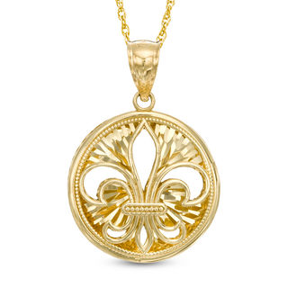 Diamond-Cut Fleur-de-Lis Pendant in 10K Gold