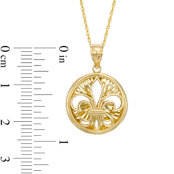 Diamond-Cut Fleur-de-Lis Pendant in 10K Gold