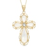 Mother-of-Pearl Cross Pendant in 10K Two-Tone Gold