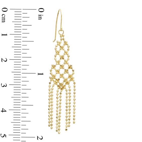 Beaded Chain Fringe Drop Earrings in 10K Gold