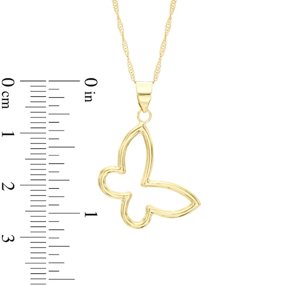 Butterfly Pendant in 10K Gold - 17"