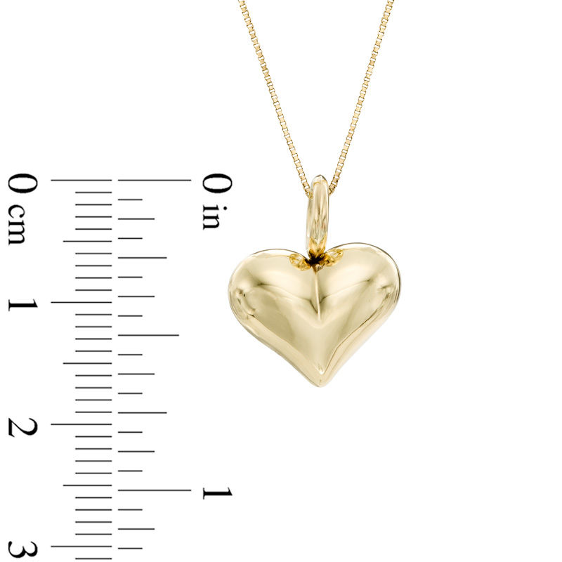Puff Heart Pendant in 10K Gold - 17"
