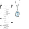 Thumbnail Image 1 of Oval Aquamarine and 0.09 CT. T.W. Diamond Frame Pendant in 10K White Gold