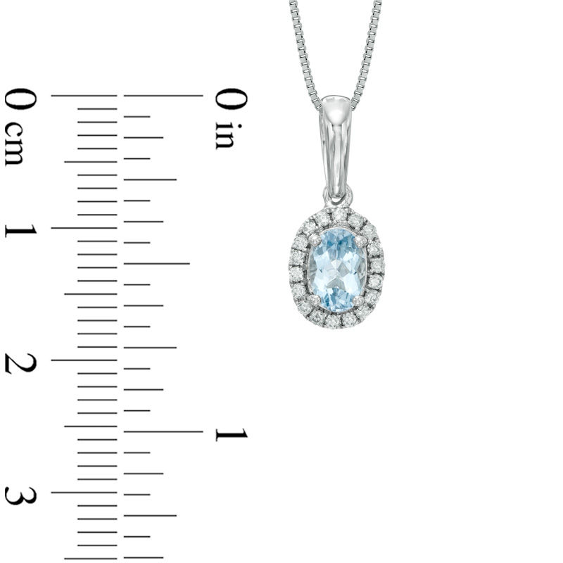 Oval Aquamarine and 0.09 CT. T.W. Diamond Frame Pendant in 10K White Gold