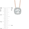 6.0mm Cushion-Cut Lab-Created White Sapphire Frame Pendant in Sterling Silver and 14K Rose Gold Plate