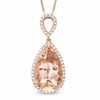 Pear-Shaped Morganite and 0.23 CT. T.W. Diamond Pendant in 14K Rose Gold